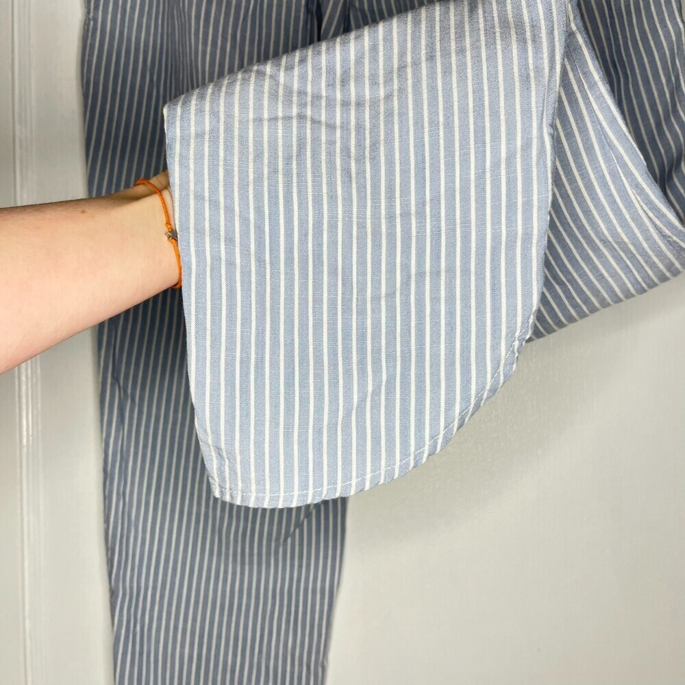 Marine Layer Women Pants Medium Blue White Tencel Stripe Pull On Pockets Stretch - Picture 13 of 16